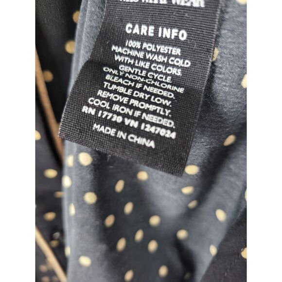 Who What Wear Robe Small Womens Black Brown Polka Dot Long Sleeve Button Front - Picture 6 of 7